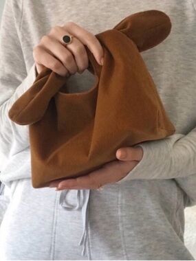 Knot-Handle Women's Clutch in Warm Brown NWT